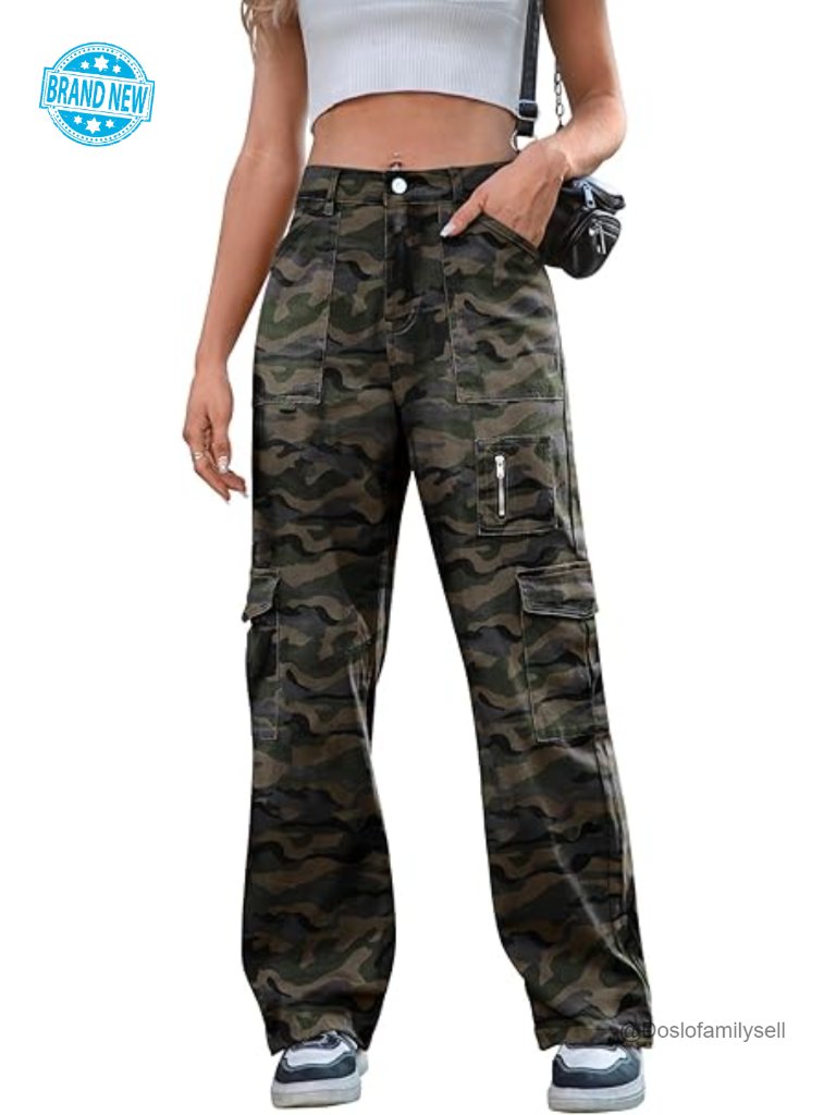 High Waist Wide Leg Cargo Pants With 7 Pockets Stretchy Drawstring Y2k Trousers